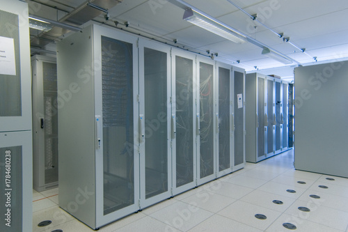Hosting cabinets in cooled server room for internet and connectivity