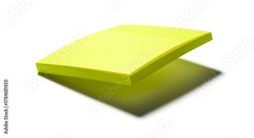 Stack of bright yellow sticky notes isolated on white background for reminders and organization