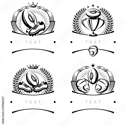 Rugby, labels and icon set. Collection icons rugby. Vector