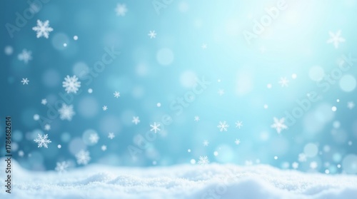 Wallpaper Mural Snowy winter background with falling snowflakes and snow ground in blue color Torontodigital.ca