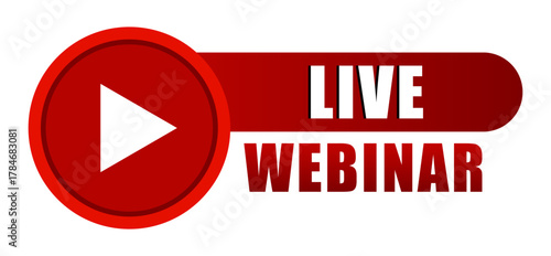 Live webinar button. Online event symbol. Video streaming Vector. Learning presentation icon.