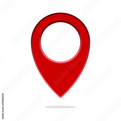 Empty map pin. Location pointer marker. Vector simple symbol. Red outline circle