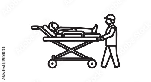 25. ambulance stretcher outline icon vector
