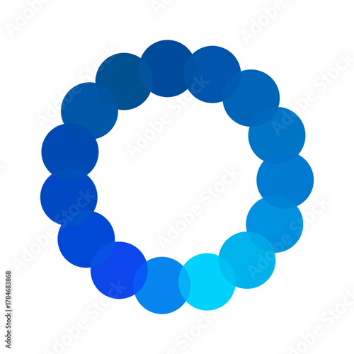 Blue circle palette. Gradient color shades. Round form Vector. Cool tonal range.