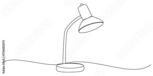 Continuous one line drawing of a study lamp isolated. one line Icon drawing with transparent background