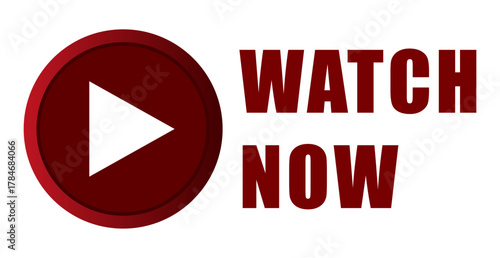 Watch button icon. Play triangle symbol. Now video Vector. Media stream graphic.