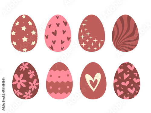 Flat Easter Eggs Collection. Vector Illustration for Easter Celebration.