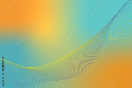 Abstract teal orange gradient background with soft waves and modern lines