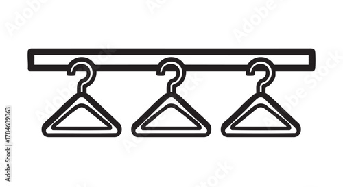 32. closet rod with hangers outline icon vector
