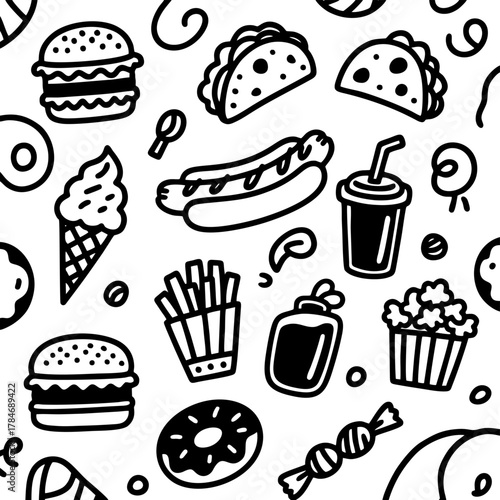 fast food icons set