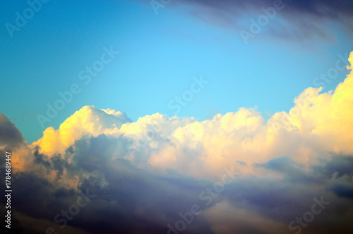 Pastel colors of Majestic real sky with sun - Sunrise Sundown Sanset Sky with colorful clouds. Natural Cloudscape.