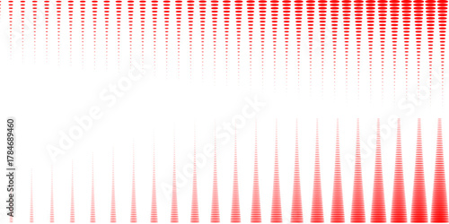 Red color halftone gradient texture. Vanishing cartoon polka dot background. Repeating dotted gradation pattern. Fading comic pop art overlay backdrop. Raster halftone effect wallpaper. Vector