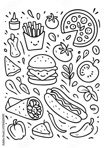 illustration fastfood icons