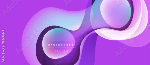 Abstract purple design features flowing shapes, gradients. Modern, dynamic composition suitable for backgrounds, presentations. Smooth curves create visual interest.