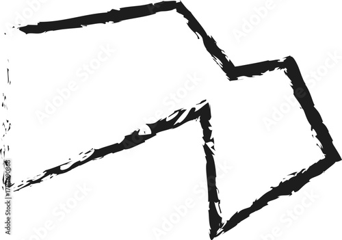 Polygonal shape with irregular edges and a fine hand-drawn brush outline, forming an aesthetic design.