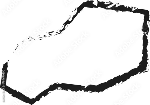 Irregular angular polygon with natural flowing edges and a fine hand-drawn brush outline.