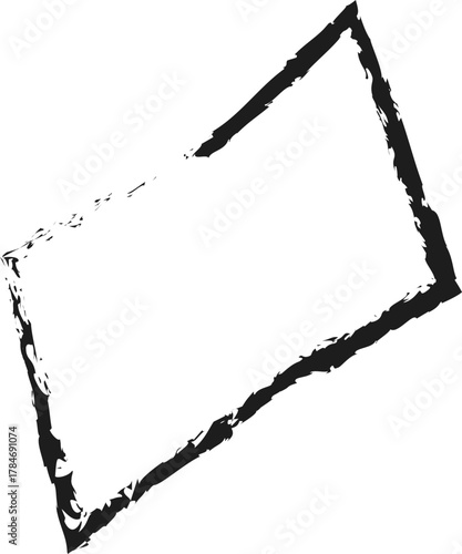 Minimalist shape with sharp angles, outlined with fine brush strokes.