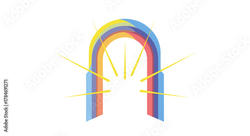 Abstract Archway with Rainbow Colors and Light Rays, Generative AI.