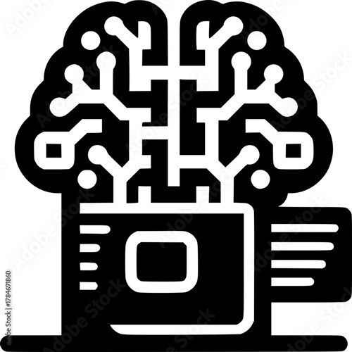 Digital Brain: A sophisticated graphical representation of a human brain merged with computer circuitry, symbolizing the fusion of intelligence and technology.