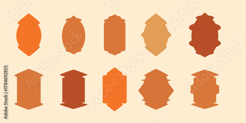 Islamic ramadan windows set. Creative shape pack for arab web design. Vector illustration 