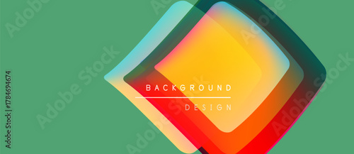 Abstract geometric design. Vibrant colors blend, creating layered diamond shape over light green backdrop. Modern visual element.