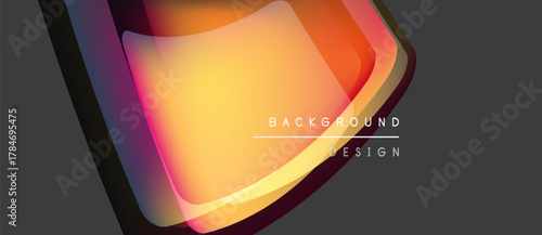 Abstract layered design. Vibrant orange, pink hues dominate. Gray background provides contrast. Modern, dynamic visual element.
