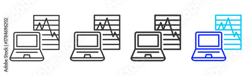 Performance Graph Icon Set Collection in Creative Outline Style for Business Intelligence Dashboard Data Analysis Visualization Forecast Report AI Analytics and Performance Design