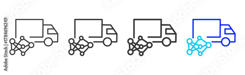 Smart Logistics Icon Set Collection in Creative Outline Style for Business Intelligence Dashboard Data Analysis Visualization Forecast Report AI Analytics and Performance Design
