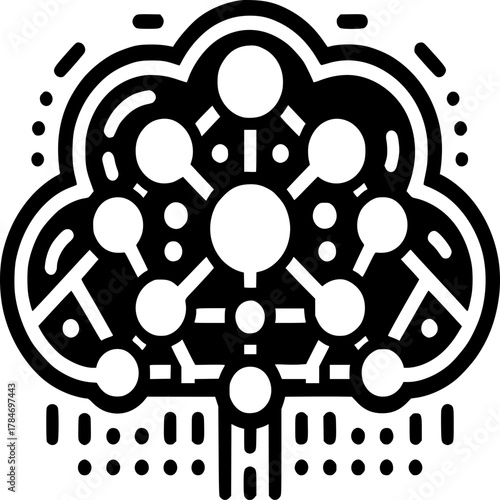 Cloud Computing: A visually stunning illustration depicting the abstract concept of cloud computing, showcasing interconnected data, symbolizing the digital world of technology.