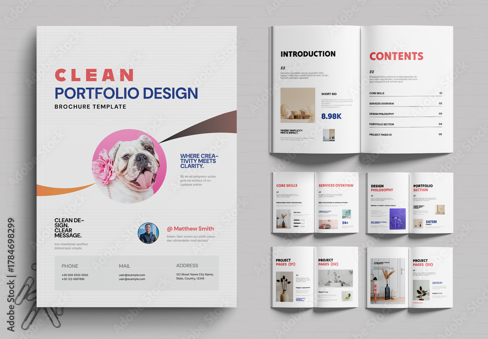 Profesional Portfolio Clean Example Professional Clean Portfolio Template Stock Template | Adobe Stock
