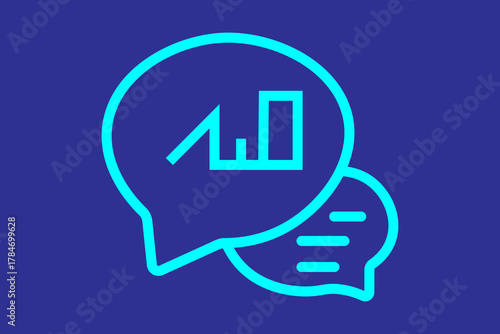 The main graphic consists of two overlapping speech bubbles or conversation bubbles, suggesting communication or discussion.