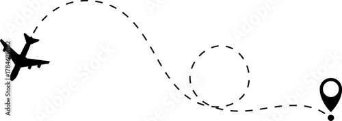 Airplane Route Icon. Travel symbol.