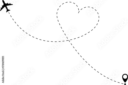 Airplane Route Icon. Travel symbol.