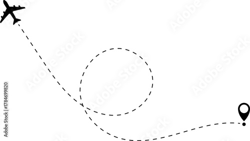 Airplane Route Icon. Travel symbol.