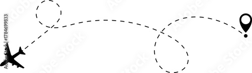 Airplane Route Icon. Travel symbol.