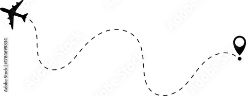 Airplane Route Icon. Travel symbol.