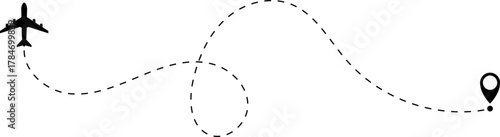 Airplane Route Icon. Travel symbol.