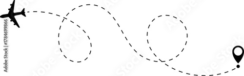 Airplane Route Icon. Travel symbol.