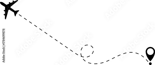 Airplane Route Icon. Travel symbol.