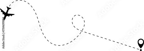 Airplane Route Icon. Travel symbol.