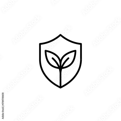 Eco Shield Leaf Line Art Icon