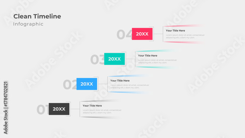 Modern Clean Business Milestone Timeline Infographic Template with 4 Steps
