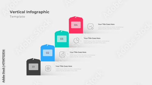 Vertical Modern Business Data Flow Infographic Template with 4 Options