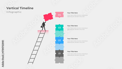 Vertical Timeline Infographic Template Modern Business Puzzle Style Presentation
