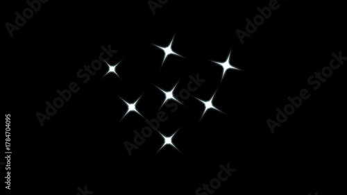 Twinkling star motion graphics with black screen background. shimmering light, white cartoon, flat, vector, doodles style stars blinking. sparkling effects or magical appearance 4k animation