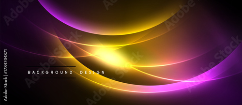 Abstract flowing lines, vibrant colors, dynamic composition. Gradient transitions create luminous effect, modern design element.