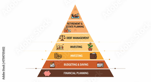 Financial Planning Steps To Success Pyramid Shape Illustration