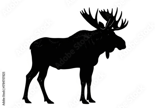 Silhouette of a majestic moose with large antlers