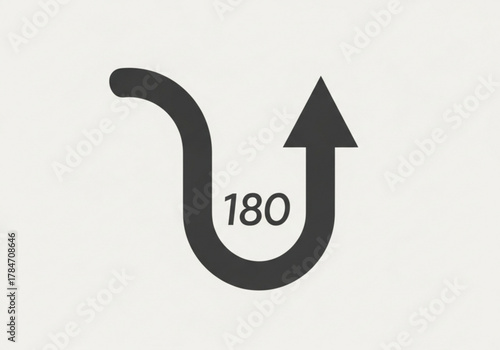 A dark gray arrow forms a uturn with 180 degrees indicated