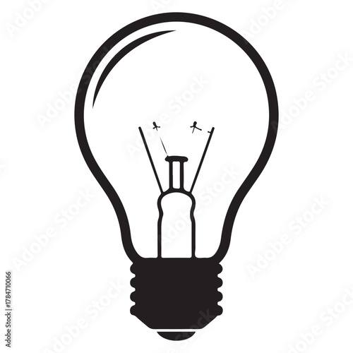 Classic Light Bulb Icon Illustrating Ideas, Innovation, and Electricity